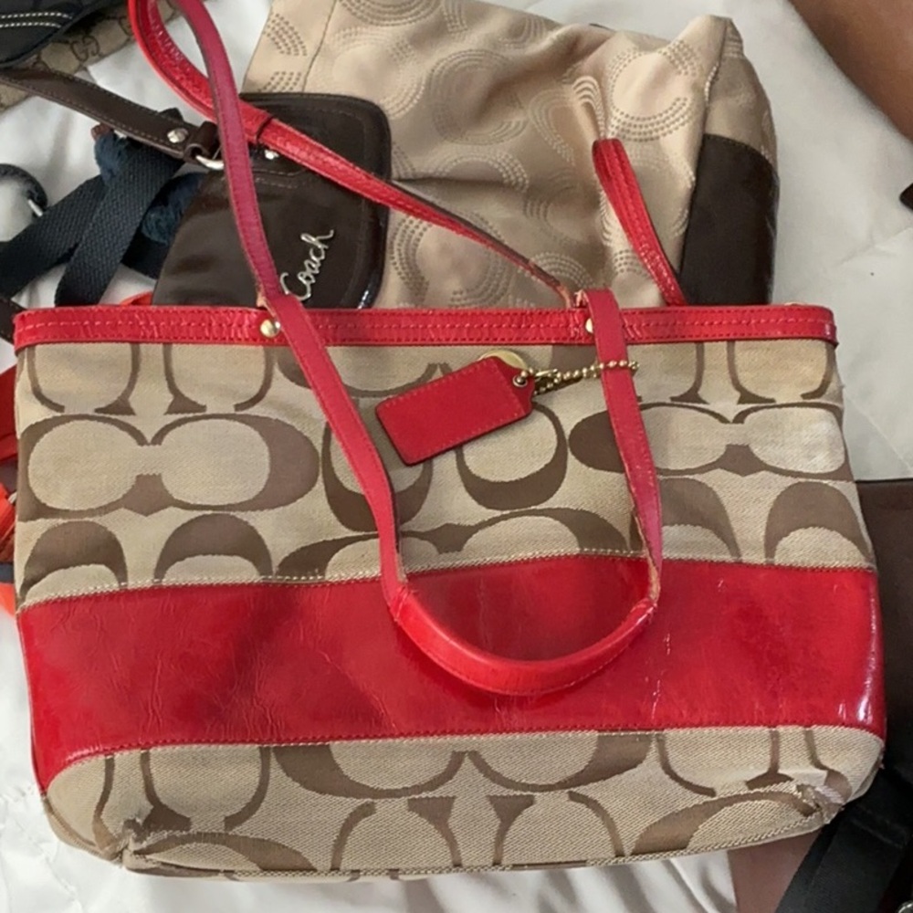 Coach Red and Tan Women's Bag